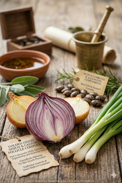 Allium cepa source of quercetin and organosulfur compounds for hair growth