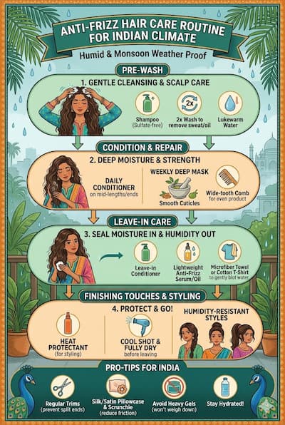 anti frizz hair care routine for Indian climate