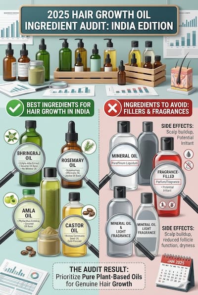 Best Hair Oil for Hair Growth in India (2025): 5 Actives That Work vs. 4 Fillers to Avoid — Botani Bestie Blog