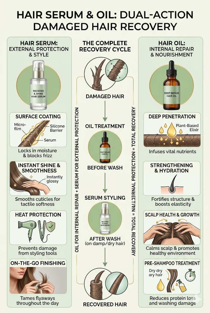 hair serum and oil for damaged hair recovery