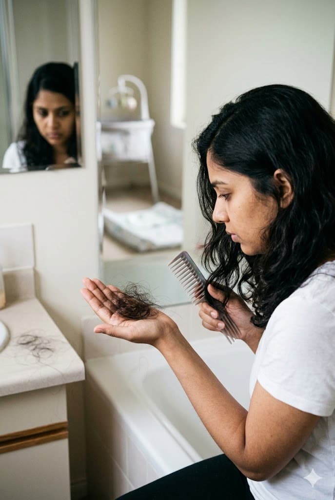 Postpartum Hair Fall & Telogen Effluvium: Why It Happens, When It Stops, What Helps — Botani Bestie Blog