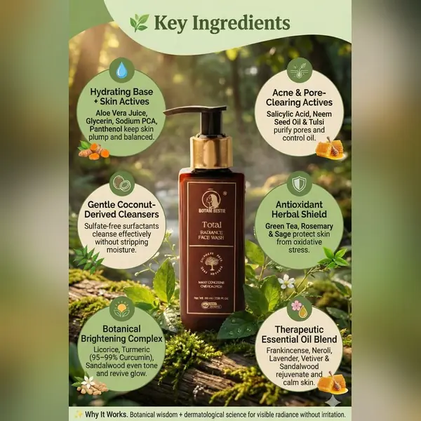 ingredient list with Turmeric, Salicylic Acid, Niacinamide, Neem and Sandalwood